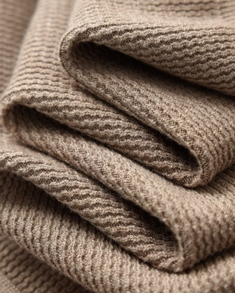 Textured Knit Polo Sweater - Old Money