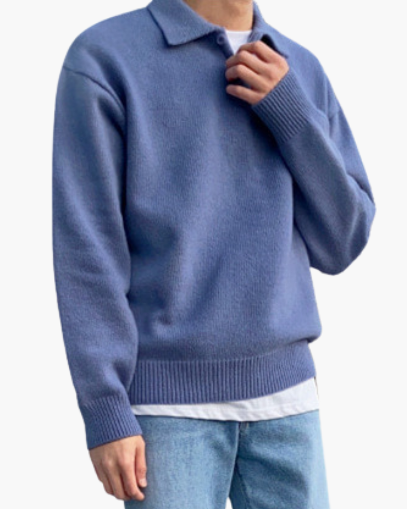 Woolen Button Half Zip - Old Money