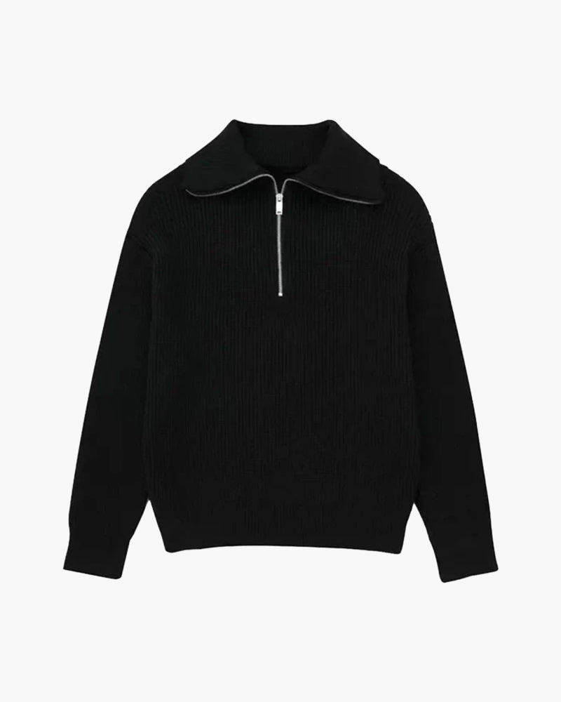 Striped Zip Up Sweater - Old Money