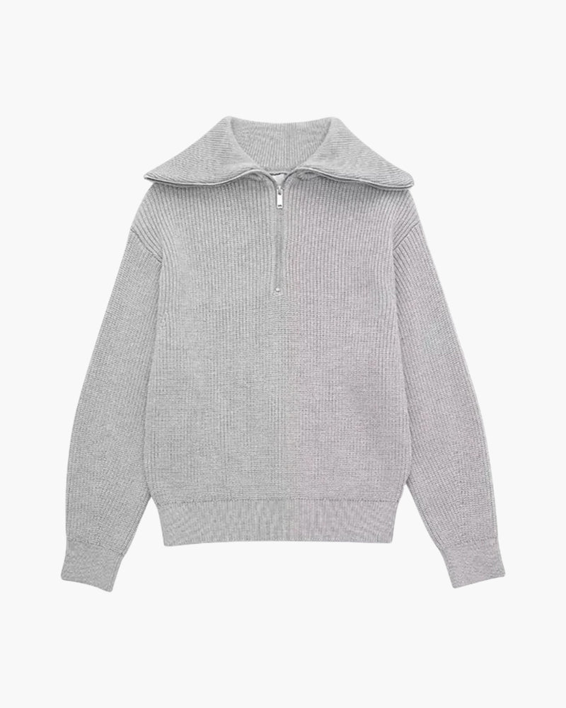 Striped Zip Up Sweater - Old Money
