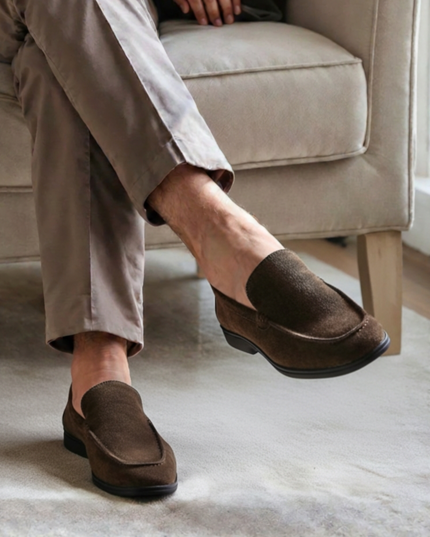 Premium Suede Loafers - Black Soles - Old Money